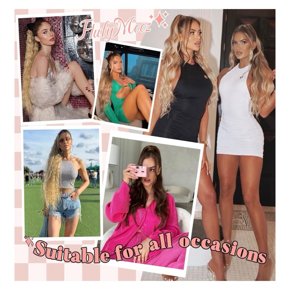 Wrap-Around Ponytail Extension | Long Wavy | Highlights 26” | Medium Brown | New - Picture 6 of 8